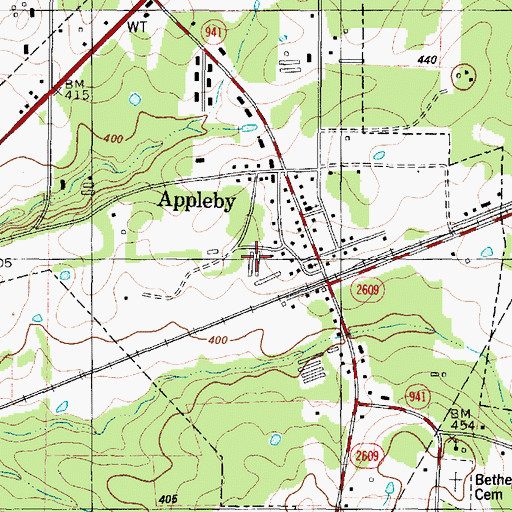 Topographic Map of City of Appleby, TX