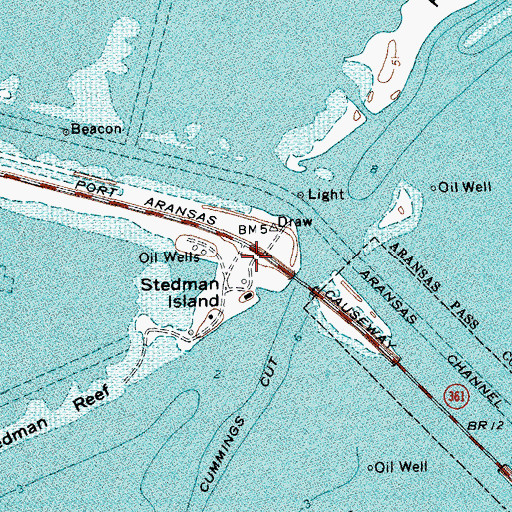 Topographic Map of City of Aransas Pass, TX