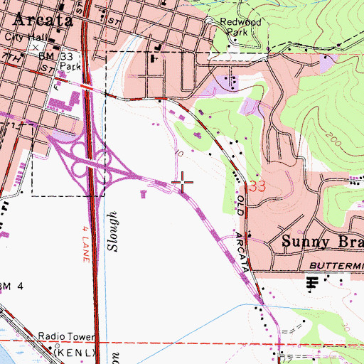 Topographic Map of City of Arcata, CA