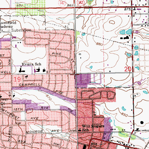 Topographic Map of City of Ardmore, OK