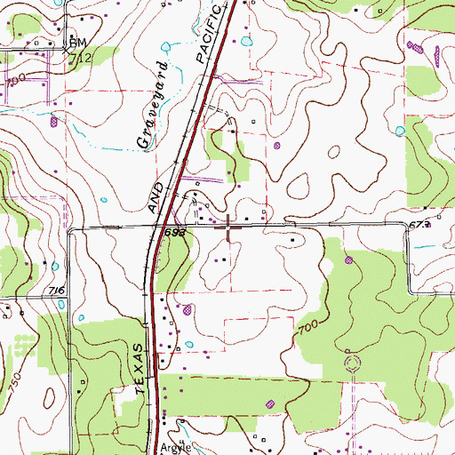 Topographic Map of City of Argyle, TX