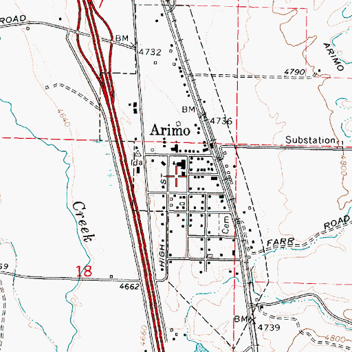 Topographic Map of City of Arimo, ID
