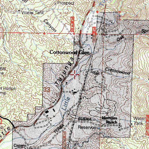 Topographic Map of Cottonwood Canyon, CA