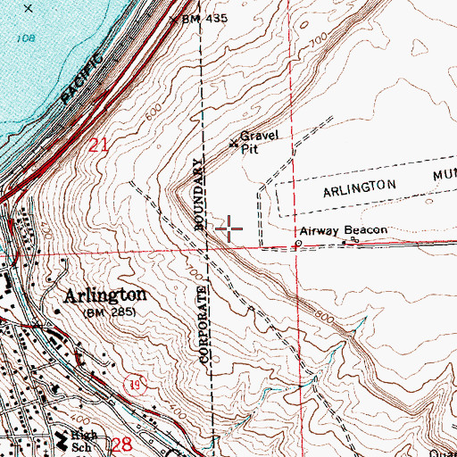 Topographic Map of City of Arlington, OR