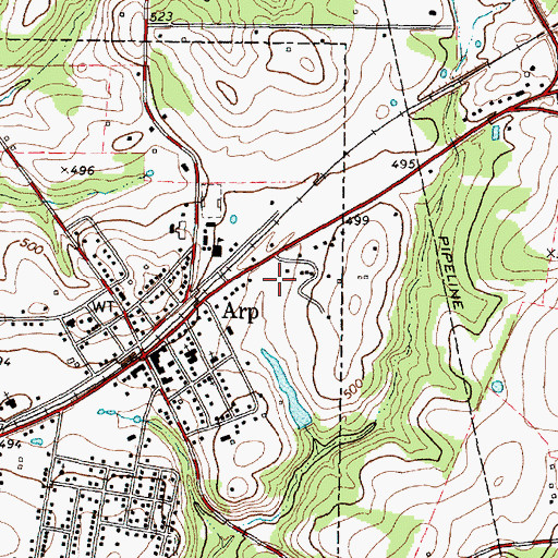 Topographic Map of City of Arp, TX