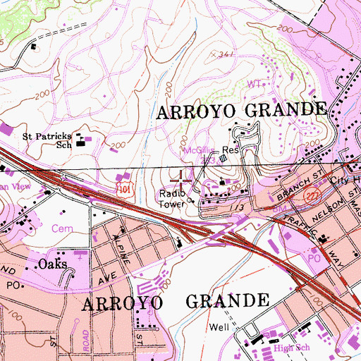 Topographic Map of City of Arroyo Grande, CA