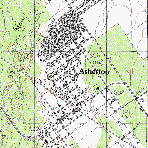 Topographic Map of City of Asherton, TX