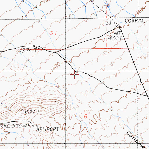 Topographic Map of Cottonwood Canyon, CA