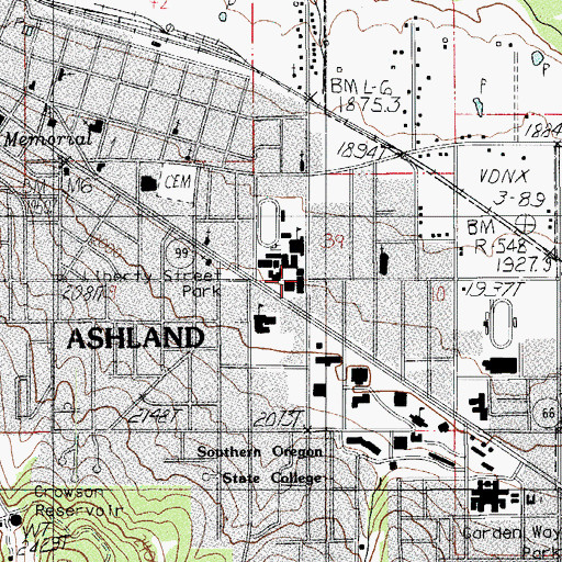 Topographic Map of City of Ashland, OR