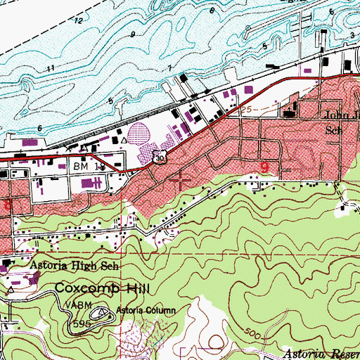 Topographic Map of City of Astoria, OR