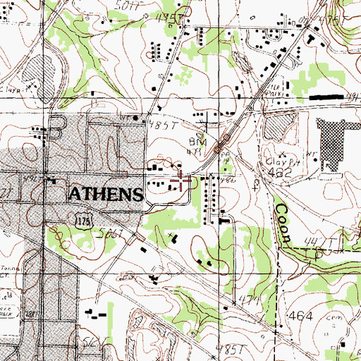 Topographic Map of City of Athens, TX