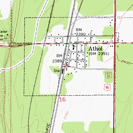 Topographic Map of City of Athol, ID