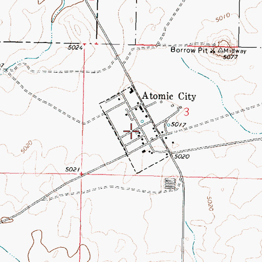 Topographic Map of City of Atomic City, ID