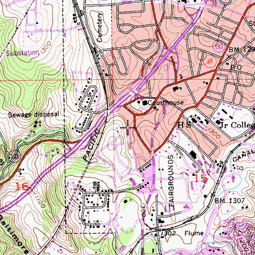 Topographic Map of City of Auburn, CA