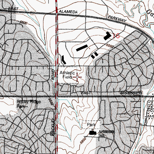Topographic Map of City of Aurora, CO