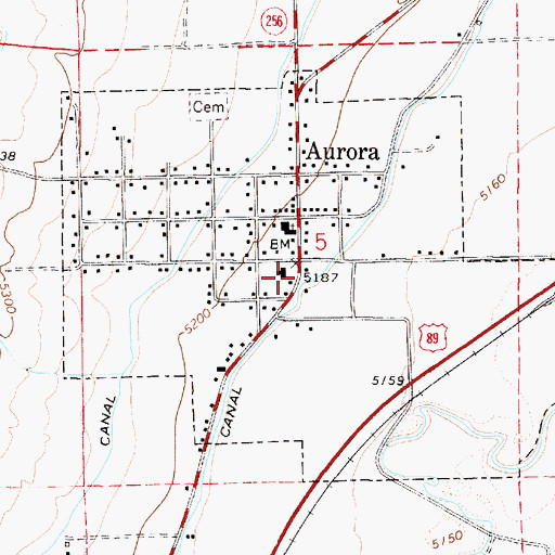 Topographic Map of City of Aurora, UT