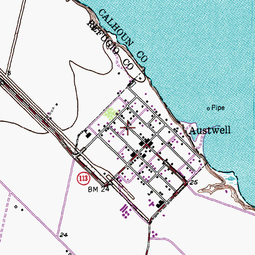 Topographic Map of City of Austwell, TX