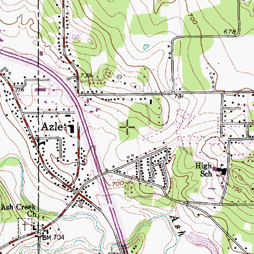 Topographic Map of City of Azle, TX