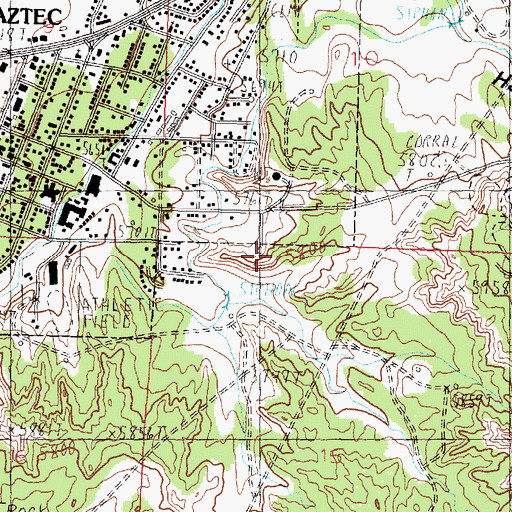 Topographic Map of City of Aztec, NM