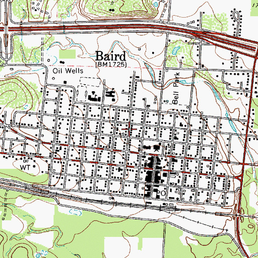 Topographic Map of City of Baird, TX