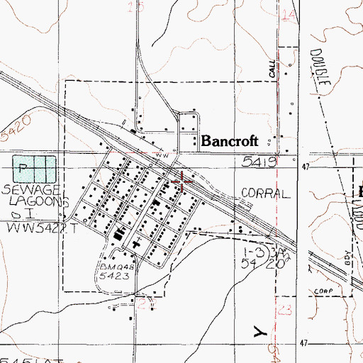 Topographic Map of City of Bancroft, ID