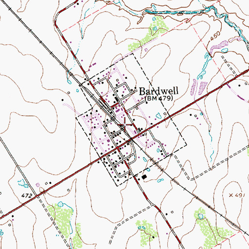 Topographic Map of City of Bardwell, TX