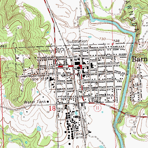 Topographic Map of City of Barnsdall, OK