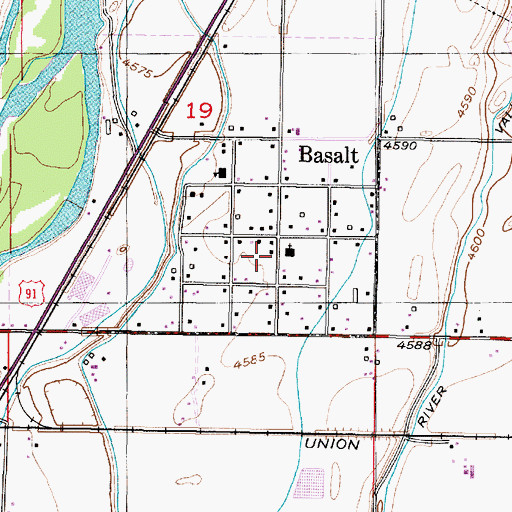 Topographic Map of City of Basalt, ID