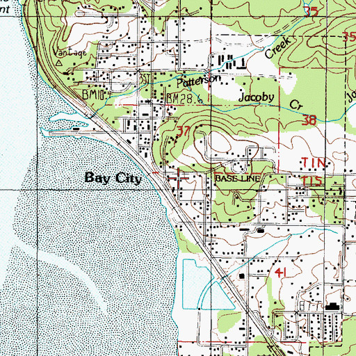 Topographic Map of City of Bay City, OR