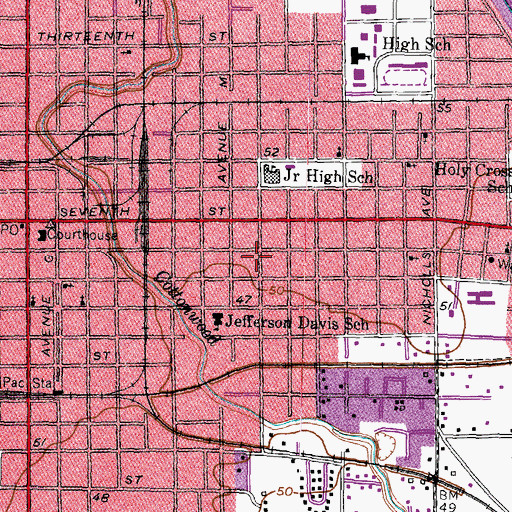 Topographic Map of City of Bay City, TX