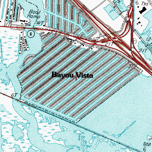 Topographic Map of City of Bayou Vista, TX