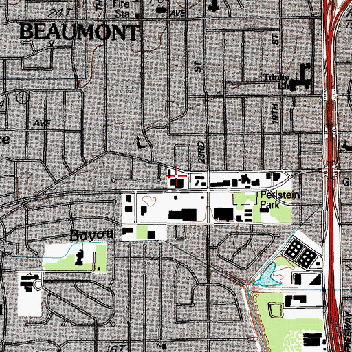 Topographic Map of City of Beaumont, TX