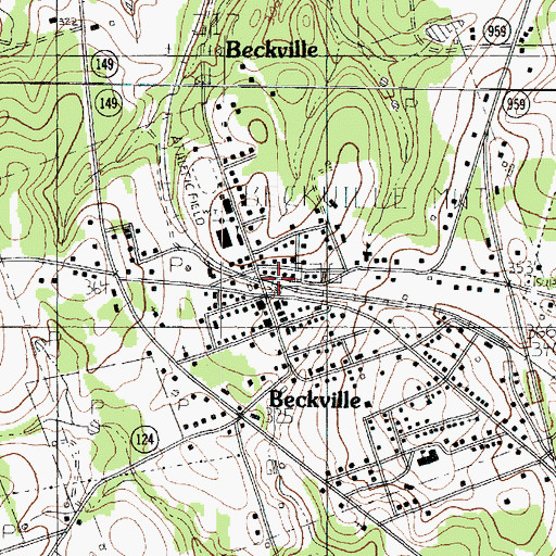 Topographic Map of City of Beckville, TX