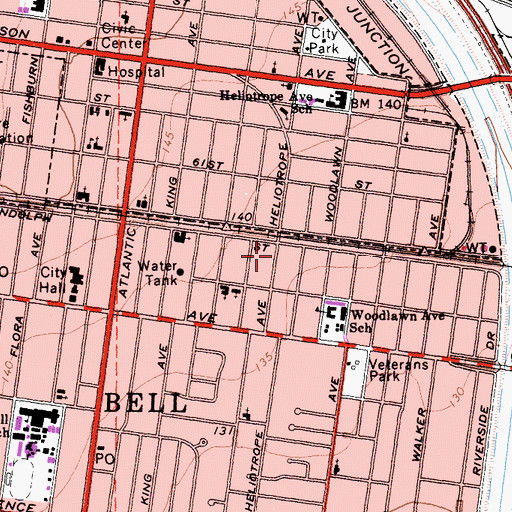 Topographic Map of City of Bell, CA