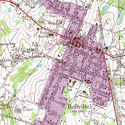 Topographic Map of City of Bellville, TX