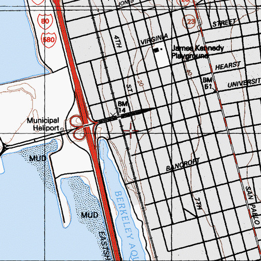 Topographic Map of City of Berkeley, CA