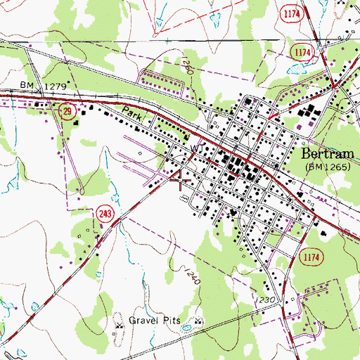 Topographic Map of City of Bertram, TX