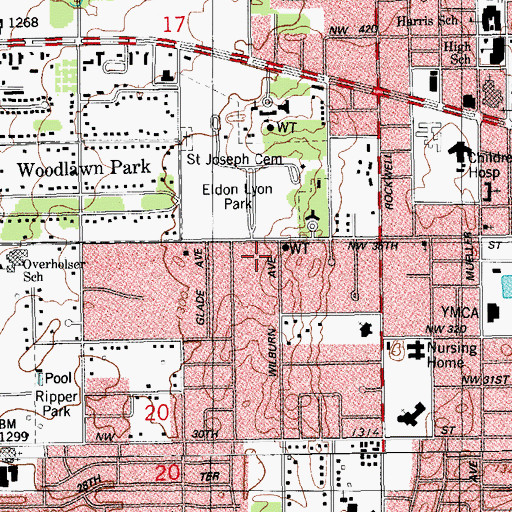 Topographic Map of City of Bethany, OK