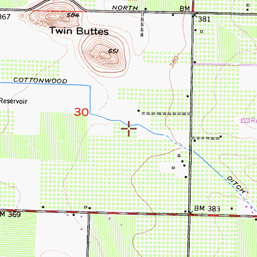 Topographic Map of Cottonwood Ditch, CA