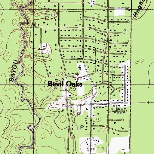 Topographic Map of City of Bevil Oaks, TX