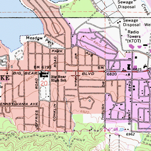 Topographic Map of City of Big Bear Lake, CA