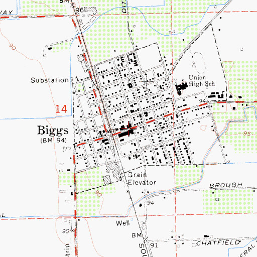 Topographic Map of City of Biggs, CA