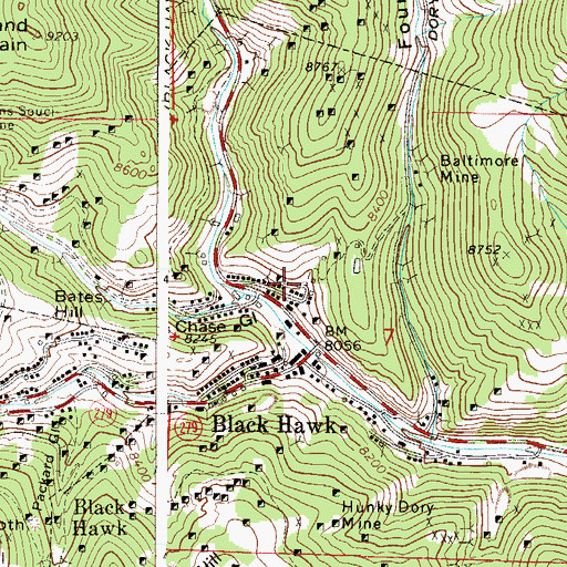 Topographic Map of City of Black Hawk, CO