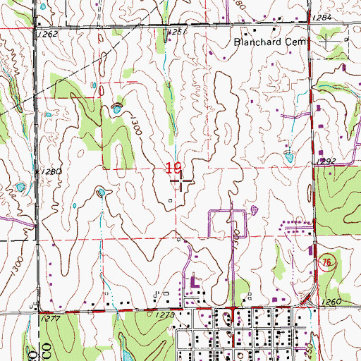 Topographic Map of City of Blanchard, OK