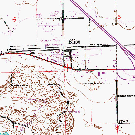 Topographic Map of City of Bliss, ID