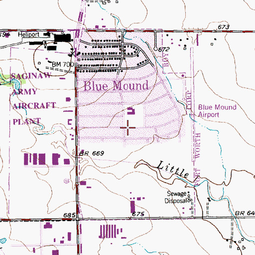 Topographic Map of City of Blue Mound, TX