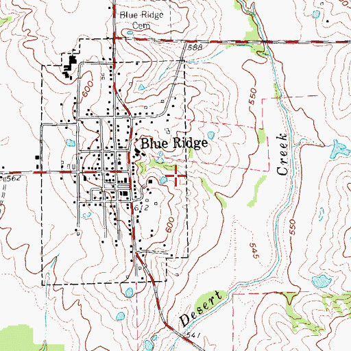 Topographic Map of City of Blue Ridge, TX