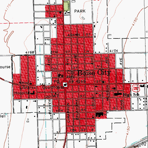 Topographic Map of City of Boise City, OK