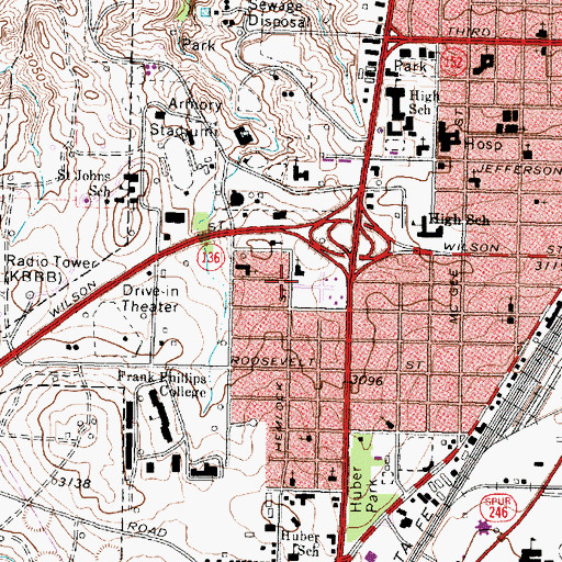 Topographic Map of City of Borger, TX
