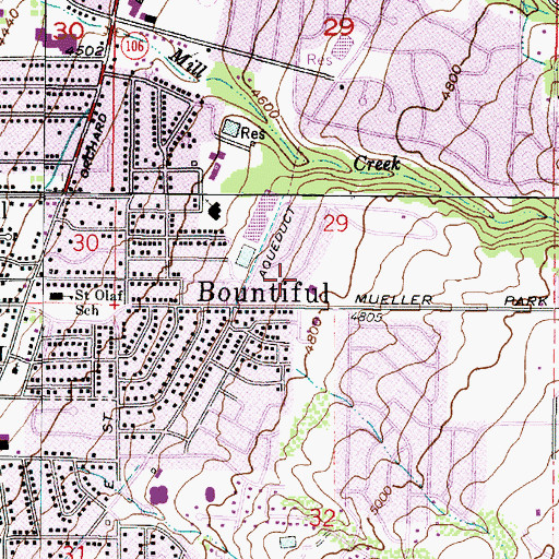 Topographic Map of City of Bountiful, UT